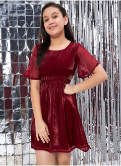 Stylo Bug Solid Elastic Waistband Skater Dress by Styli  - Image 1