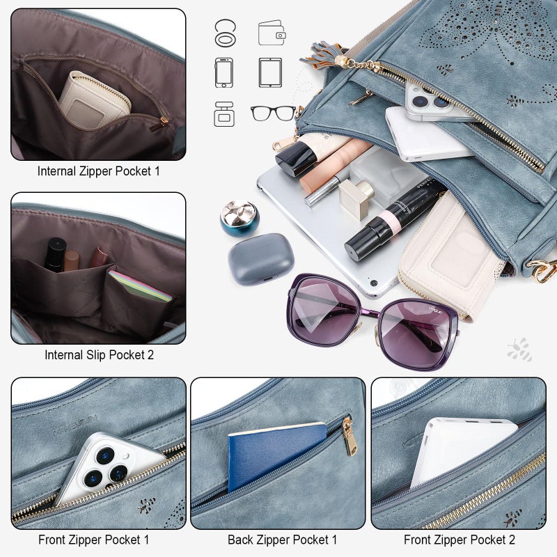 KITEVIUN Medium Crossbody Bags for Women Trendy, Women's Butterfly Shoulder Handbags with Tassel - Image 3