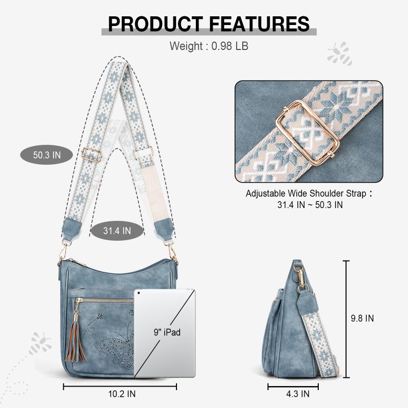 KITEVIUN Medium Crossbody Bags for Women Trendy, Women's Butterfly Shoulder Handbags with Tassel - Image 5