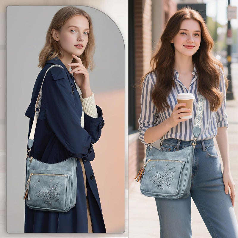 KITEVIUN Medium Crossbody Bags for Women Trendy, Women's Butterfly Shoulder Handbags with Tassel - Image 2