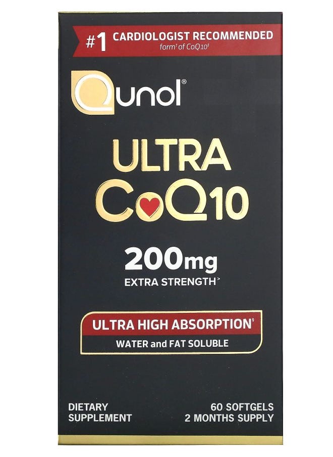 Qunol Ultra CoQ10 Extra Strength 200 mg 60 Softgels 