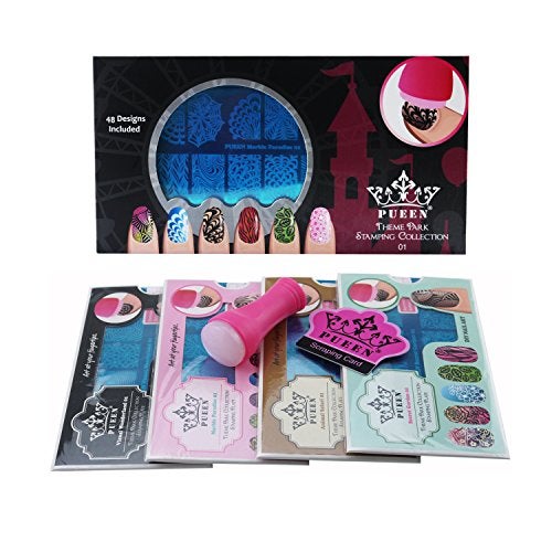 PUEEN Nail Art Stamping THEME PARK GIFT SET 014 Theme Park Plates 125x65mm Unique Nailart Polish Stamping Manicure Image Plate Accessories Kit BH000859 - Image 2