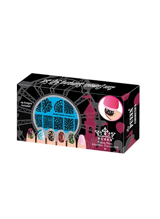 PUEEN Nail Art Stamping THEME PARK GIFT SET 014 Theme Park Plates 125x65mm Unique Nailart Polish Stamping Manicure Image Plate Accessories Kit BH000859 - Image 4
