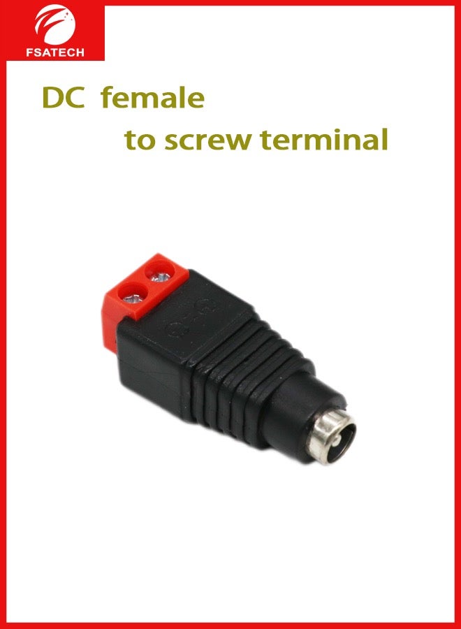 FSATECH 10PCS 5.5mm x 2.1mm DC Power Female Jack to 2 Conductor Screw Down Connector for LED Light Controller - Image 1