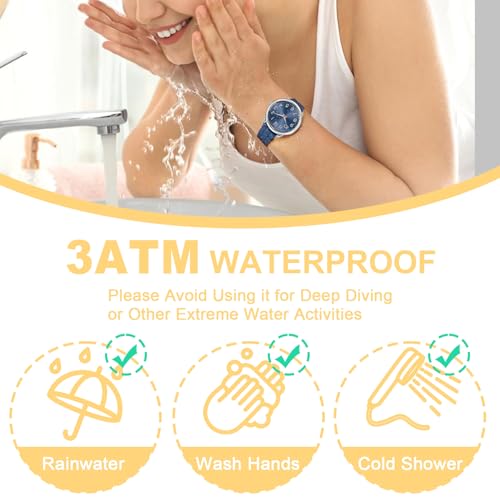 Asan Ge 36MM Women's Watch - Comfortable Silicone Band, 3ATM Water Resistant, Scratch Resistant, Accurate Japanese Quartz - Stylish & Reliable,Women's Wrists Large Face Watch Easy to Read (Blue) - Image 5