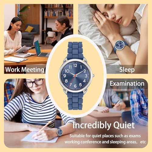Asan Ge 36MM Women's Watch - Comfortable Silicone Band, 3ATM Water Resistant, Scratch Resistant, Accurate Japanese Quartz - Stylish & Reliable,Women's Wrists Large Face Watch Easy to Read (Blue) - Image 3