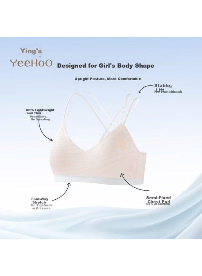 Yeehoo 7a Antibacterial Pure Cotton Girls' Bra, Moisture-wicking, For Developmental Stage Two, Ages 12-15, Middle School Students, Girls' Underwear - Image 2