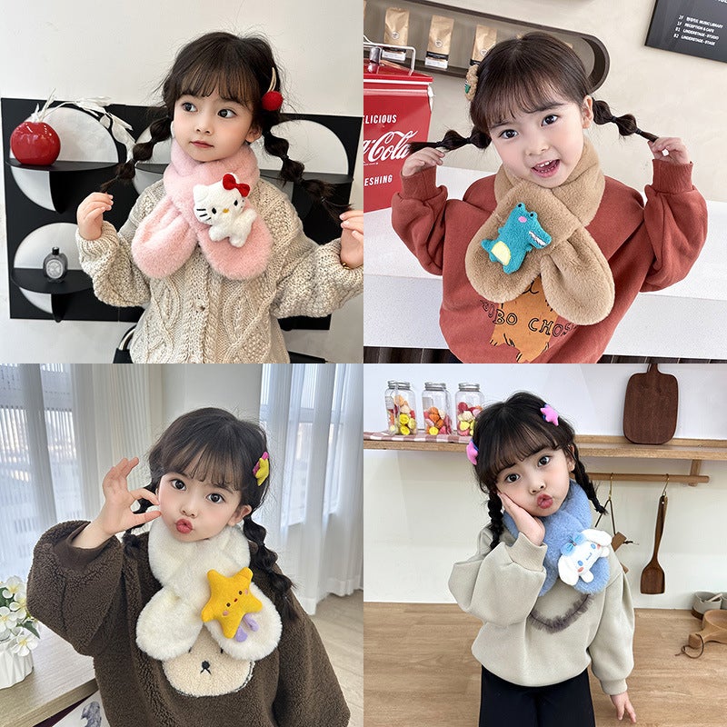 Children'S Scarf For , Plush, New Year'S And Christmas, Cute, Thickened, Cartoon Imitation Rabbit Fur Baby Neck Warmer - Image 2