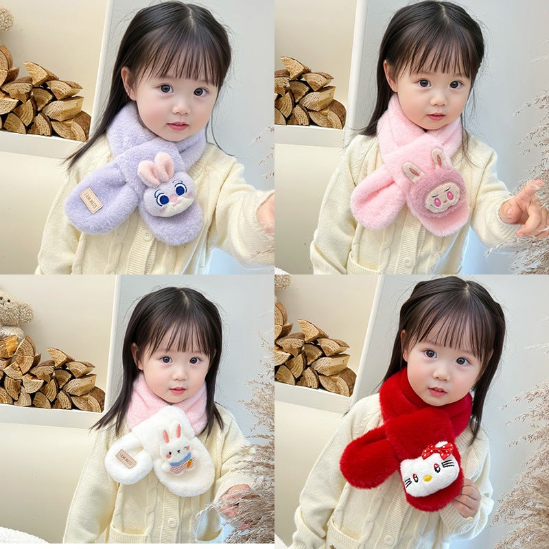Children'S Scarf For , Plush, New Year'S And Christmas, Cute, Thickened, Cartoon Imitation Rabbit Fur Baby Neck Warmer - Image 3