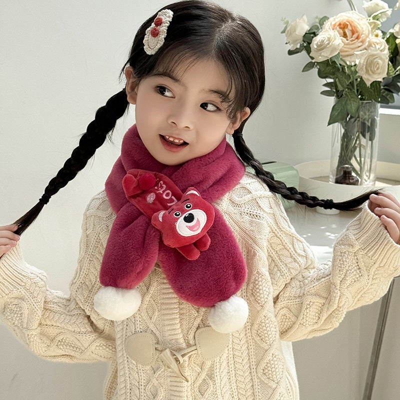Children'S Scarf For , Plush, New Year'S And Christmas, Cute, Thickened, Cartoon Imitation Rabbit Fur Baby Neck Warmer - Image 5