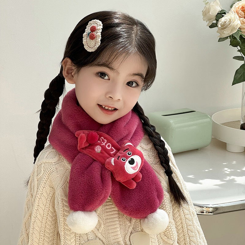 Children'S Scarf For , Plush, New Year'S And Christmas, Cute, Thickened, Cartoon Imitation Rabbit Fur Baby Neck Warmer - Image 1