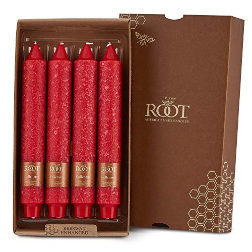 Root Candles Unscented Dinner Candles Premium Beeswax Blend Boxed Candle Set, 9-Inch, Red, 4-Count - Image 3