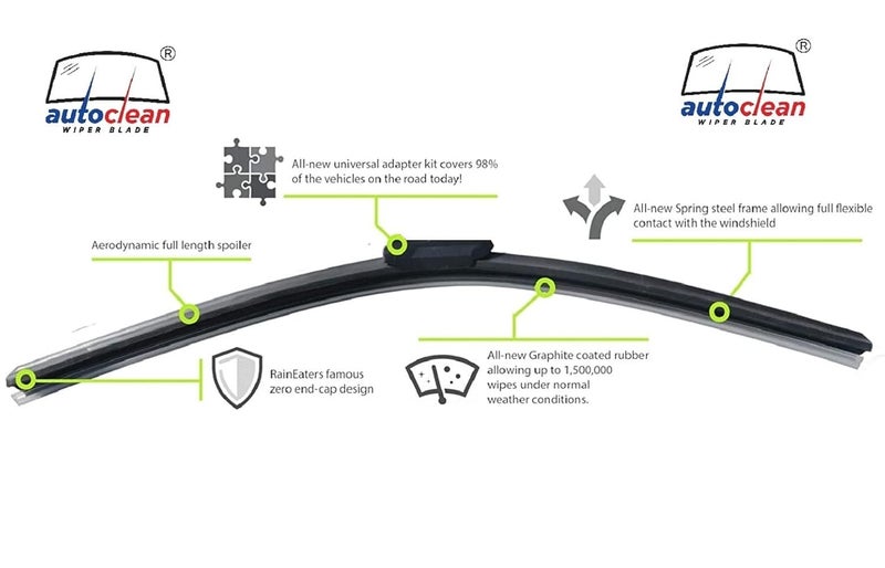 AutoClean Front Wiper Blade + Rear Blade For Maruti Baleno 2015-2021 (Windshield Washer Tablet Free) - Image 3