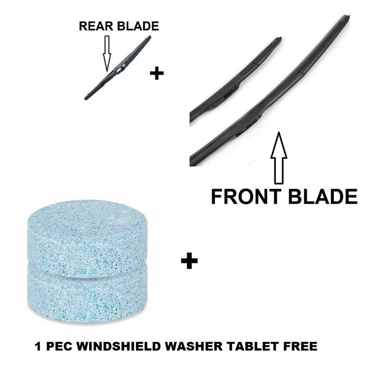 AutoClean Front Wiper Blade + Rear Blade For Maruti Baleno 2015-2021 (Windshield Washer Tablet Free) - Image 5