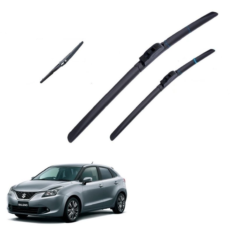 AutoClean Front Wiper Blade + Rear Blade For Maruti Baleno 2015-2021 (Windshield Washer Tablet Free) - Image 1