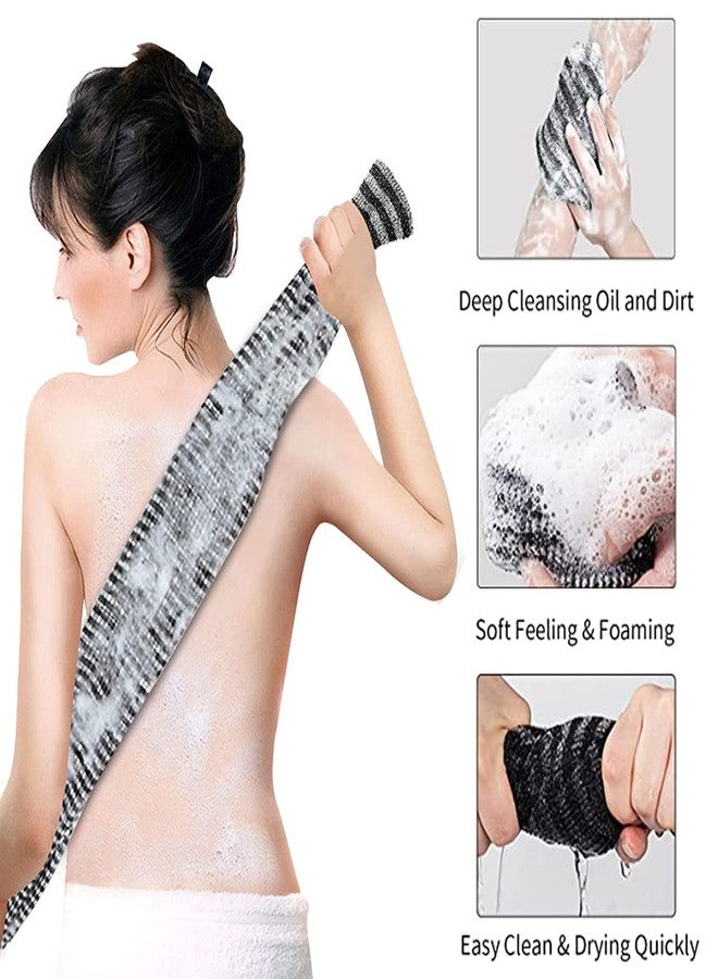 Yiclick Exfoliating Body Scrubber, Back Scrubber for Shower Bath, Japanese Scrub Wash Cloth, Exfoliating Washcloth Towel for Men Women, Body Exfoliator Loofah Luffa Sponge Net Rag Back Washer (Black) - Image 3