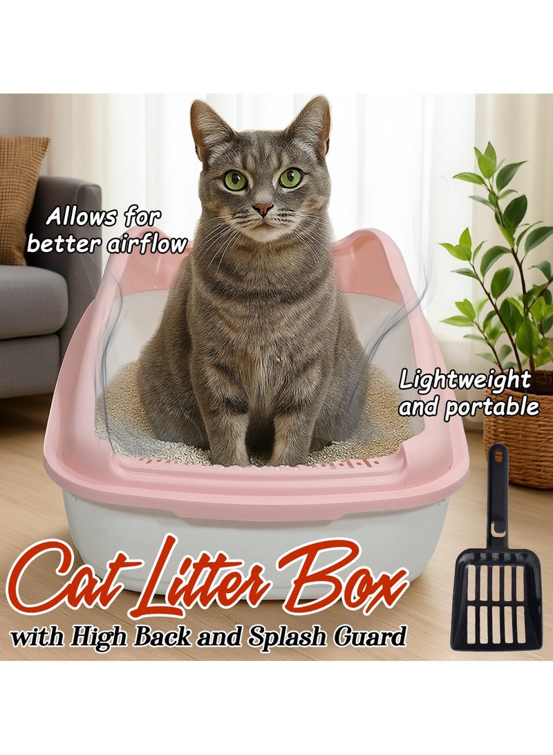 أن ان سي بيتس صندوق قمامة قطط كبير لجميع أحجام القطط، مصنوع من البلاستيك المتين وتصميم قابل للإزالة، صندوق قمامة قطط 56 سم مع مغرفة، سياج مرتفع ومضاد للرذاذ، صندوق نفايات الحيوانات الأليفة سهل التنظيف (وردي) - Image 5