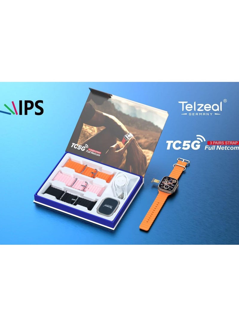 Telzeal Telzeal Germany TC5G 2.2 Inch Full Screen Display Smart Watch With Sim Slot 3 Pair Straps and Wireless Charger For Ladies and Gents  - Image 3