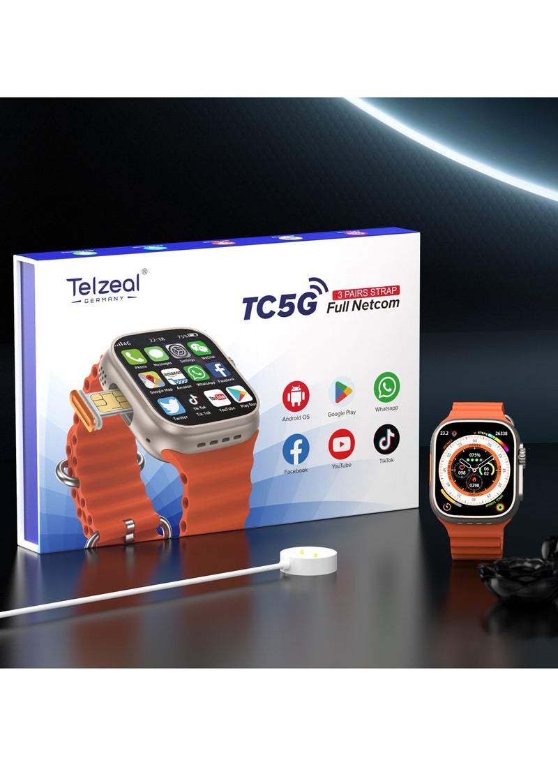 Telzeal Telzeal Germany TC5G 2.2 Inch Full Screen Display Smart Watch With Sim Slot 3 Pair Straps and Wireless Charger For Ladies and Gents  - Image 4