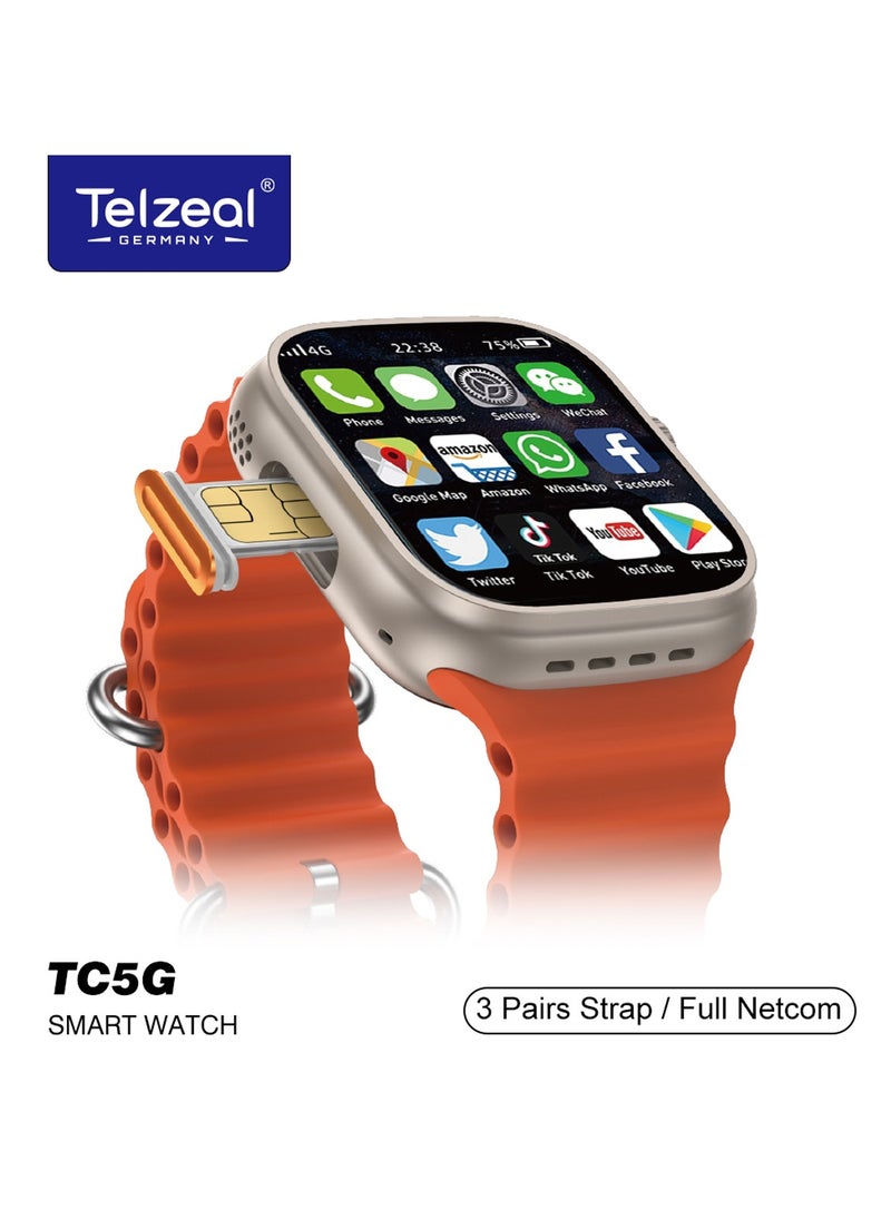Telzeal Telzeal Germany TC5G 2.2 Inch Full Screen Display Smart Watch With Sim Slot 3 Pair Straps and Wireless Charger For Ladies and Gents  - Image 2