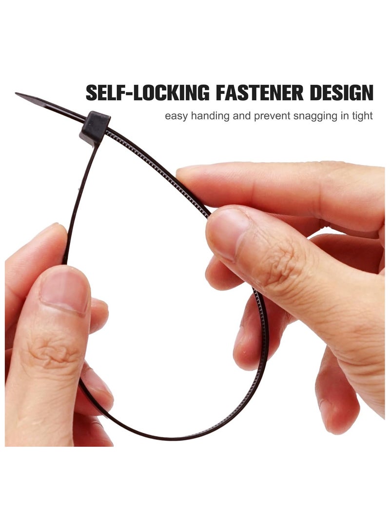 MOMENT Self Locking Cable Ties | 300 x 4.8 mm 12" inch | 100 Pieces, Black | Heat Resistant Cable Zip Ties | Self-Locking Cable Organizer | Anti - Slip Wire Organizer | For Indoor & Outdoor Use - Image 4