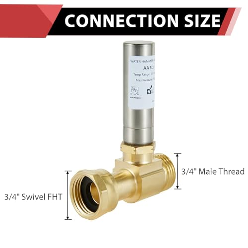 EFIELD MH-S-241 Stainless Steel Water Hammer Arrestor For Washing Machine, 3/4 Inch Swivel FHT x 3/4 Inch MHT,(HAMMER020) - Image 2