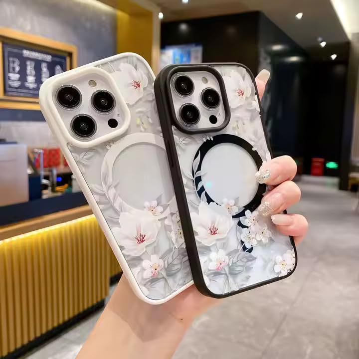 VONZEE Compatible with iPhone 16 Case Luxury Retro Flowers Floral Clear for Magnetic Wireless Charging Case Shockproof Case PC+TPU Cute Glossy Shiny Cover for Girls Women, 6.1'' Deep Purple - Image 3