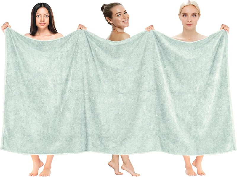 TIQH 100% Organic Cotton Highly Absorbent and Quick Dry Extra Large Bath/Beach Towel/Jumbo Bath Sheet Oversized Bath Towel, 36 x 72 inches, Extra Large Beach and Spa Towel (Green) - Image 1