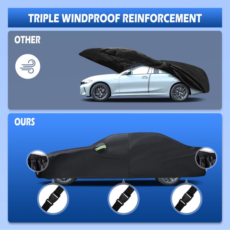 Migaven Car Cover Custom Fit for 2007-2025 BMW 3 Series M3 320i 325i 328i 330i 340i, Migaven Waterproof Full Exterior Cover Sun Rain Protection with Door Zipper and Cotton Lining - Image 4
