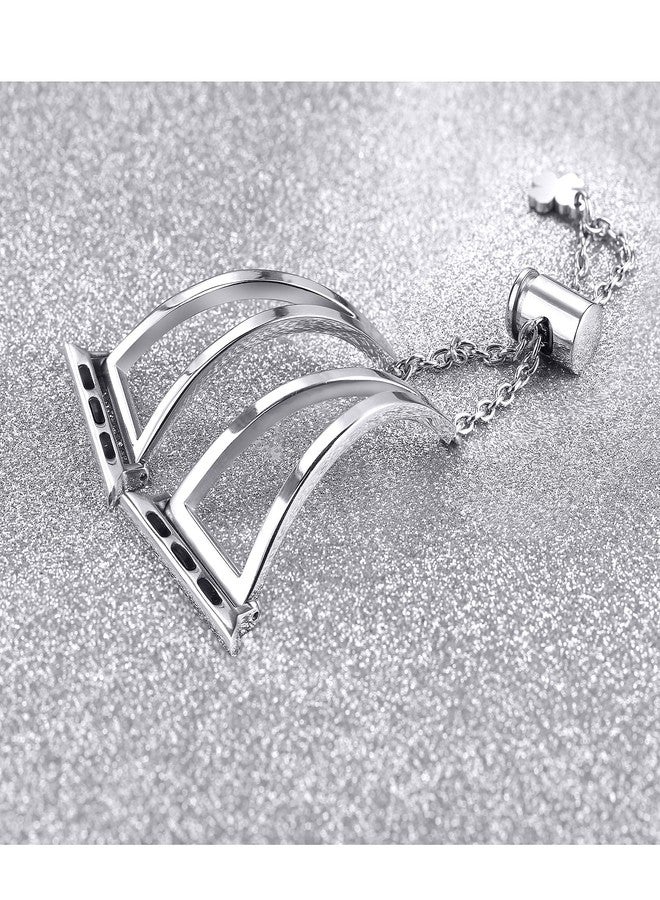 Secbolt Stainless Steel Bands Compatible with Apple Watch Band 38mm 40mm 41mm 42mm iWatch Series 11/10/9/SE/8/7/6/5/4/3/2/1, Dressy Metal Bangle Bracelet Women, Silver - Image 4