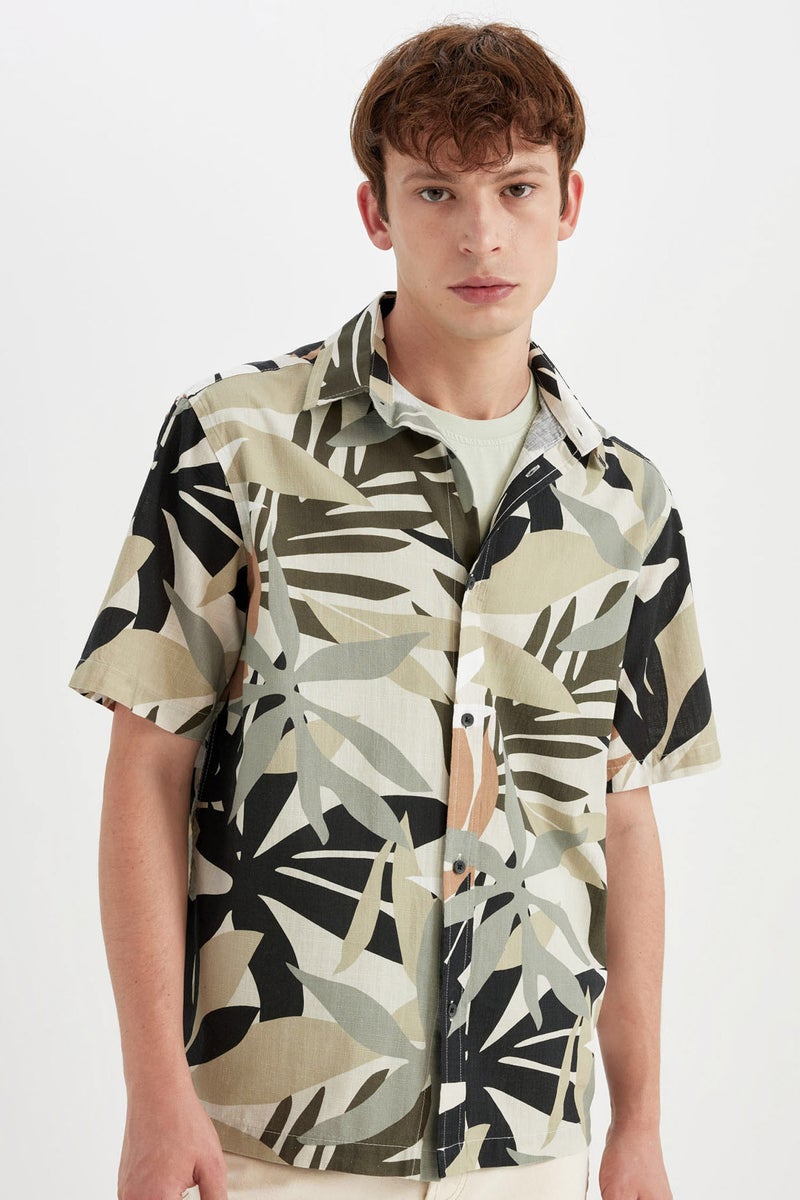 DeFacto Man Regular Fit Hawaiian Printed Cotton Short Sleeve Shirt - Image 1