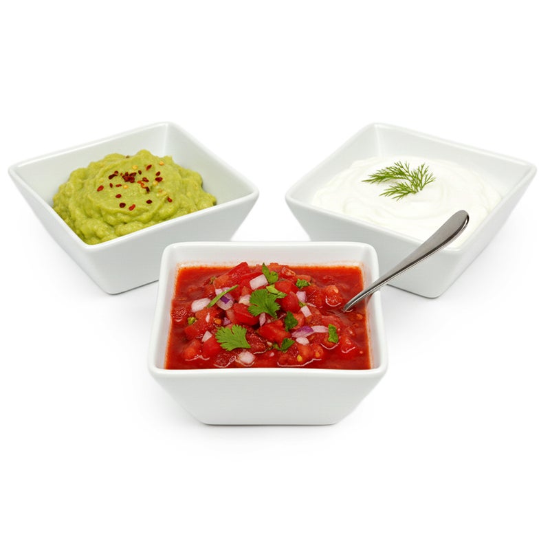 Shallow SQU 3PCS Square Porcelain Bowl Set  12cm White Snack & Serving Bowls for Daily Use, Ramadan, Eid, Diwali & Festive Hosting - Image 2