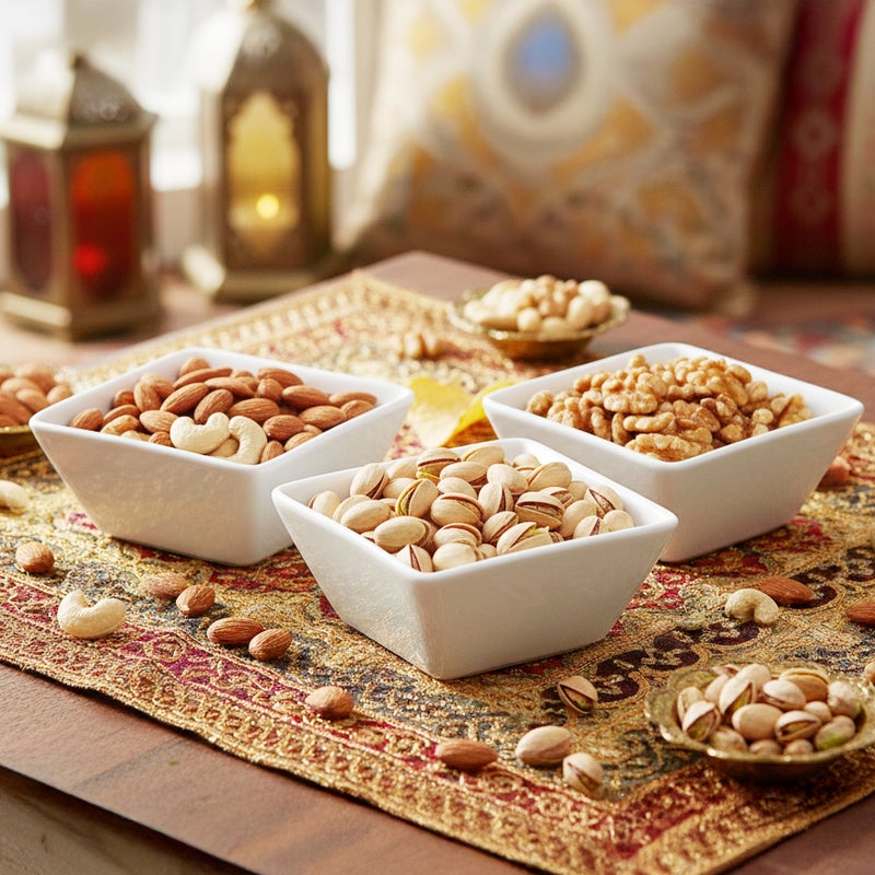 Shallow SQU 3PCS Square Porcelain Bowl Set  12cm White Snack & Serving Bowls for Daily Use, Ramadan, Eid, Diwali & Festive Hosting - Image 4