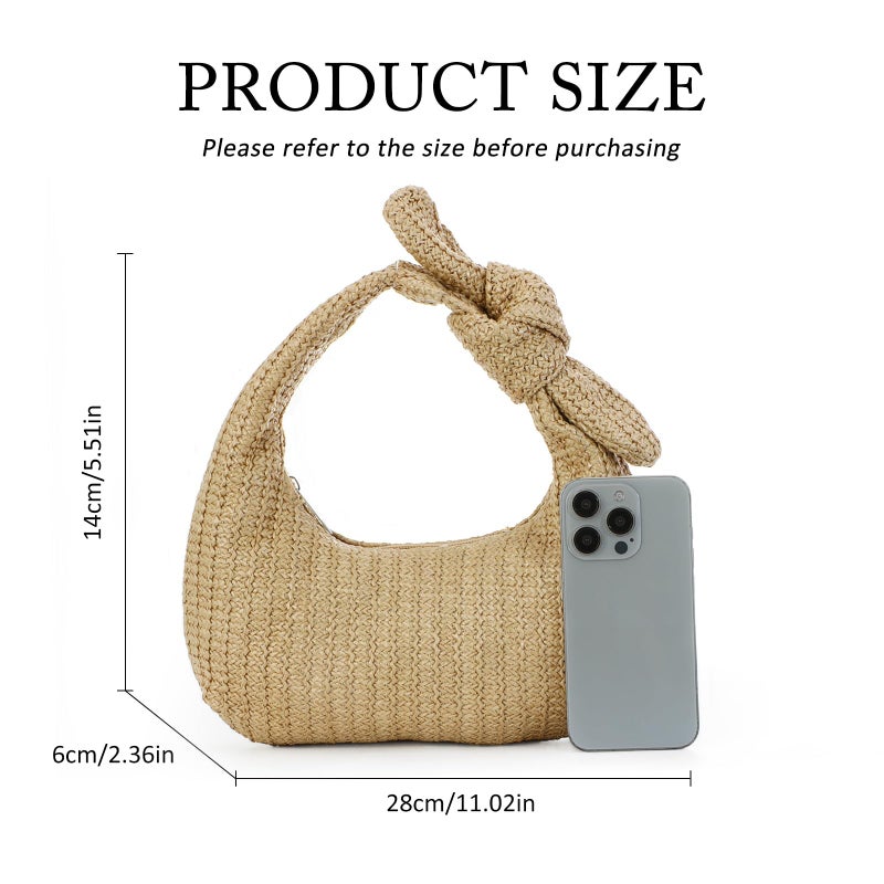 Lanpet Knotted Straw Clutch Purses for Women, Summer Beach Bag, Dumpling Evening Clutch Handbags for Formal Party Wedding - Image 3