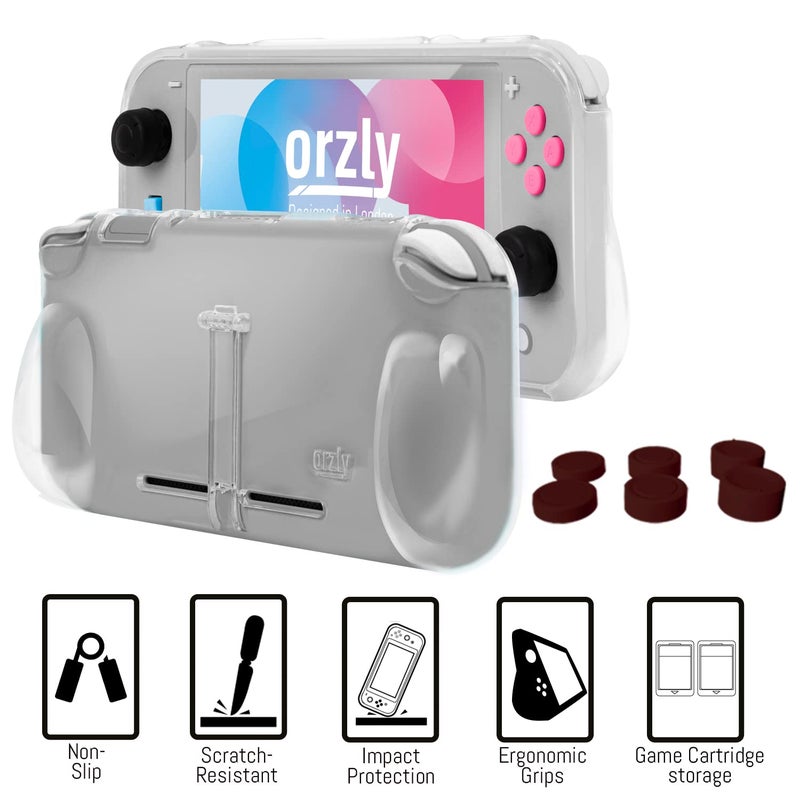 Orzly Switch Lite Accessories Bundle - Case & Screen Protector for Nintendo Switch Lite Console, USB Cable, Games Holder, Grip Case, Headphones, Thumb-Grip Pack & More (Gift Pack - Z&Z Edition) - Image 5