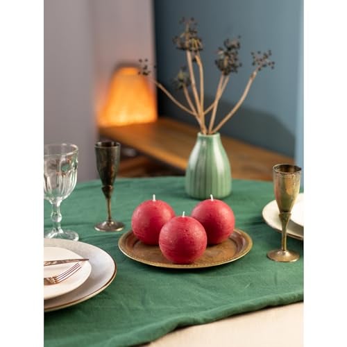 CANDWAX Candle Set of 3 Round Candles - 3 Inch Bordeaux Unscented Long Burning - Perfect for Wedding Decor & Any Event - Image 4