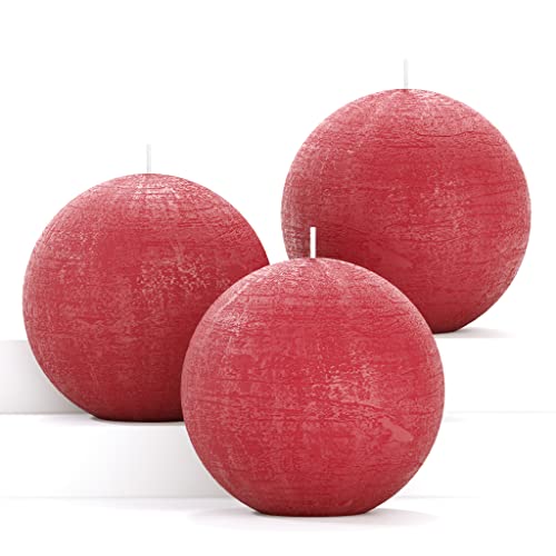 CANDWAX Candle Set of 3 Round Candles - 3 Inch Bordeaux Unscented Long Burning - Perfect for Wedding Decor & Any Event - Image 1