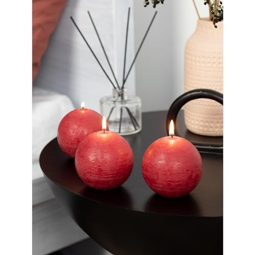 CANDWAX Candle Set of 3 Round Candles - 3 Inch Bordeaux Unscented Long Burning - Perfect for Wedding Decor & Any Event - Image 5
