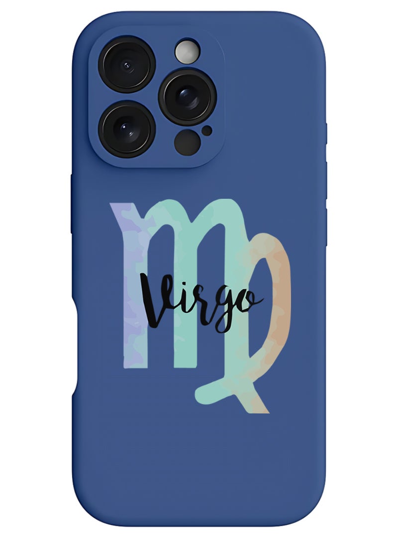 Theodor iPhone 16 Pro Blue Protective Slim Fit Case Liquid Silicone Cover with Full Body Protection Anti-Scratch Shockproof Case For iPhone - Virgo-01 - Image 1