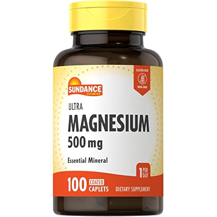 Sundance Magnesium Supplement | 500mg | Oxide | 100 Coated Caplets | Vegetarian, Non-GMO and Gluten Free - Image 1