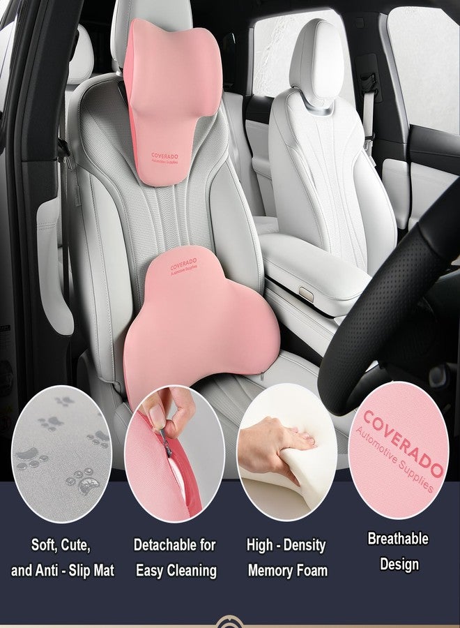 Coverado Lumbar Support and Headrest Pillow for Car, Memory Foam Ergonomic Head Neck Support Pillow for Driving Seat, Back Support and Pain Relief, Seat Cushion for Car, Driver, Office - Image 5