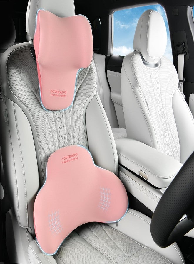 Coverado Lumbar Support and Headrest Pillow for Car, Memory Foam Ergonomic Head Neck Support Pillow for Driving Seat, Back Support and Pain Relief, Seat Cushion for Car, Driver, Office - Image 1
