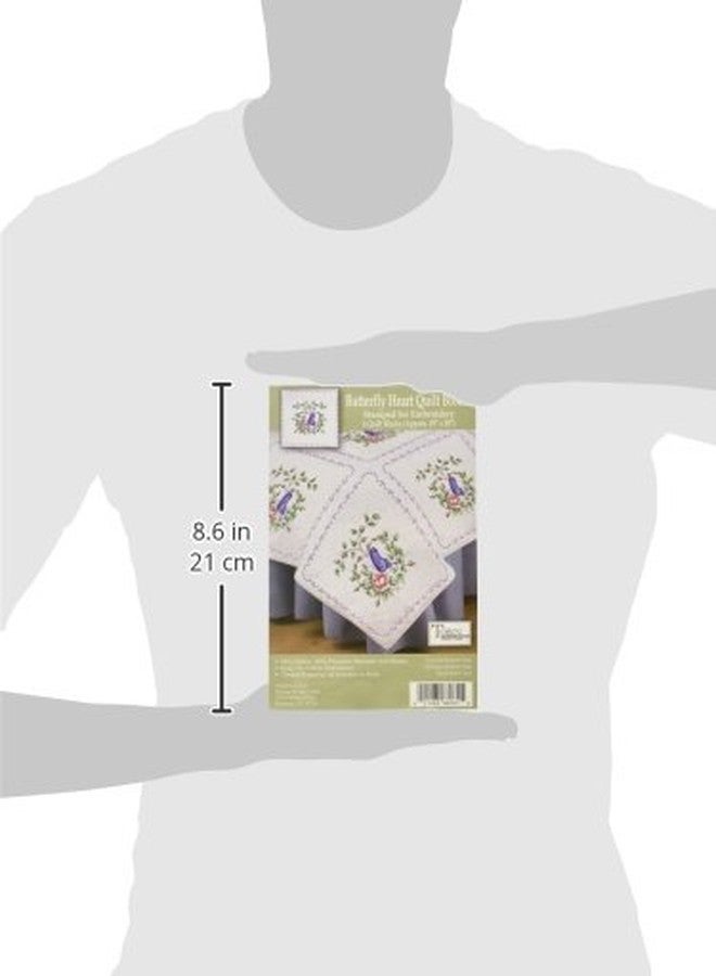 Tobin T288081 Stamped Quilt Blocks Cross Stitch Kit, 18 by 18-Inch, Butterfly Heart, White, 6 Per Package - Image 3