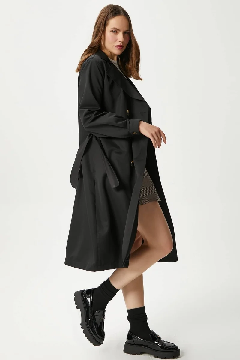 ريتنيس Women's Light Seasonal Black Trench Coat