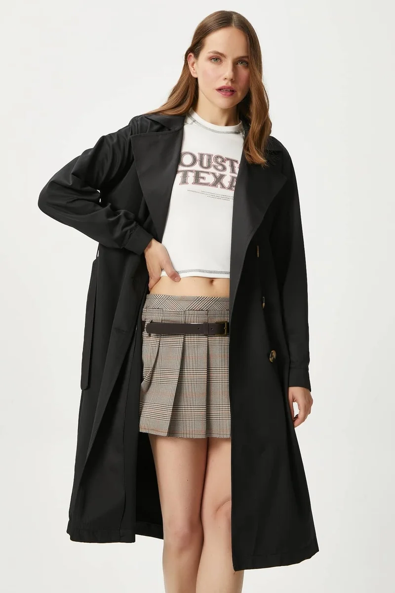 ريتنيس Women's Light Seasonal Black Trench Coat