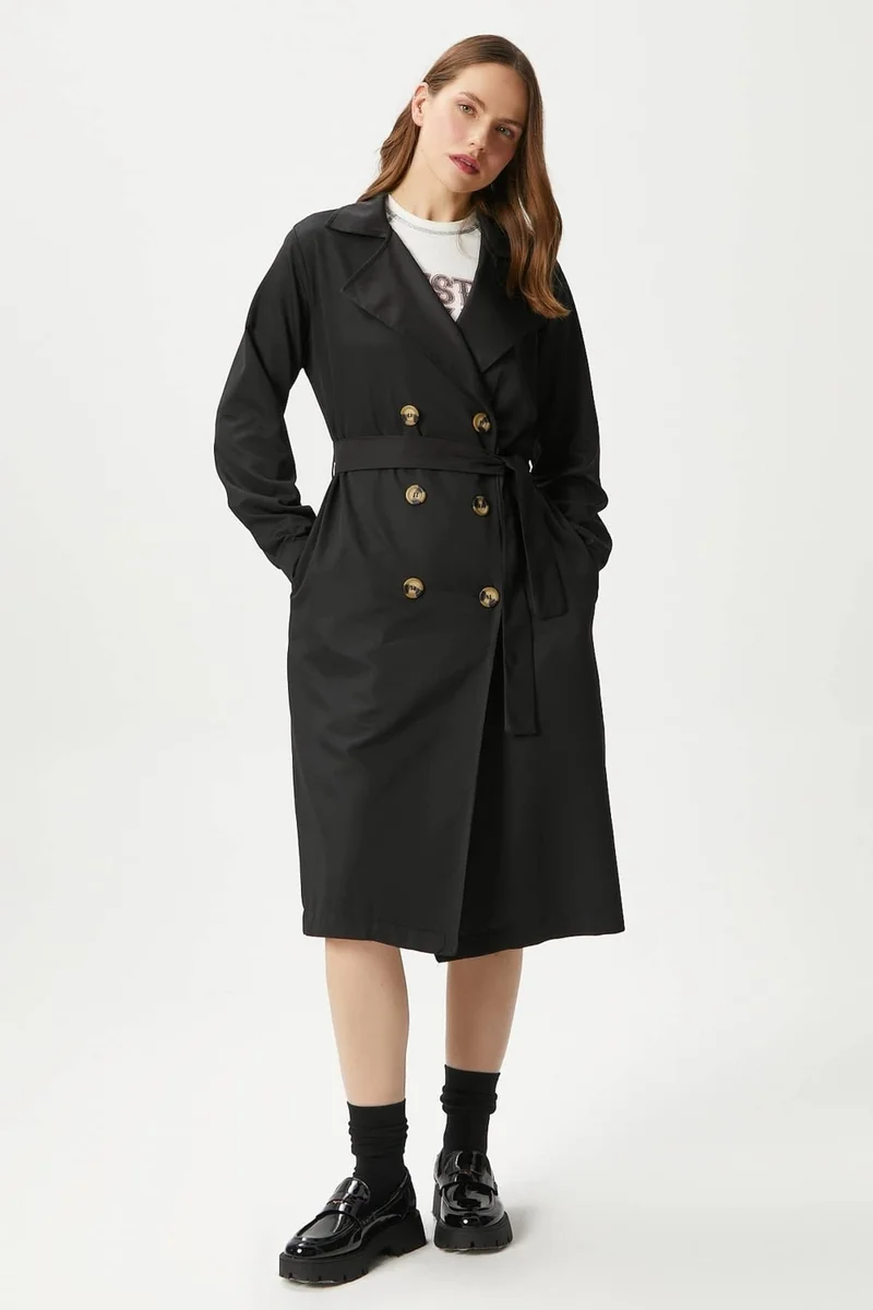 ريتنيس Women's Light Seasonal Black Trench Coat