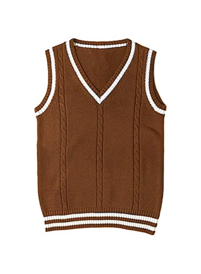 NIBEMINENT Women Sleeveless Sweater Sleeveless Vest Sweater Uniform V-Neck Vest Spring Winter Comfy - Image 1