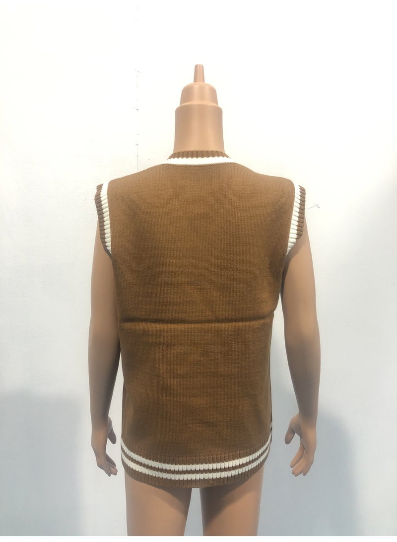 NIBEMINENT Women Sleeveless Sweater Sleeveless Vest Sweater Uniform V-Neck Vest Spring Winter Comfy - Image 3