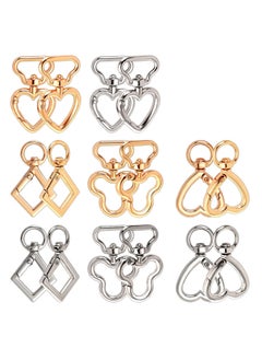 KASTWAVE 16PCS Metal Heart Keychain Swivel Lobster Clasp Snap Hook Hanging Buckle Keyring Clip with Flower Rhombus Shape  - Image 1