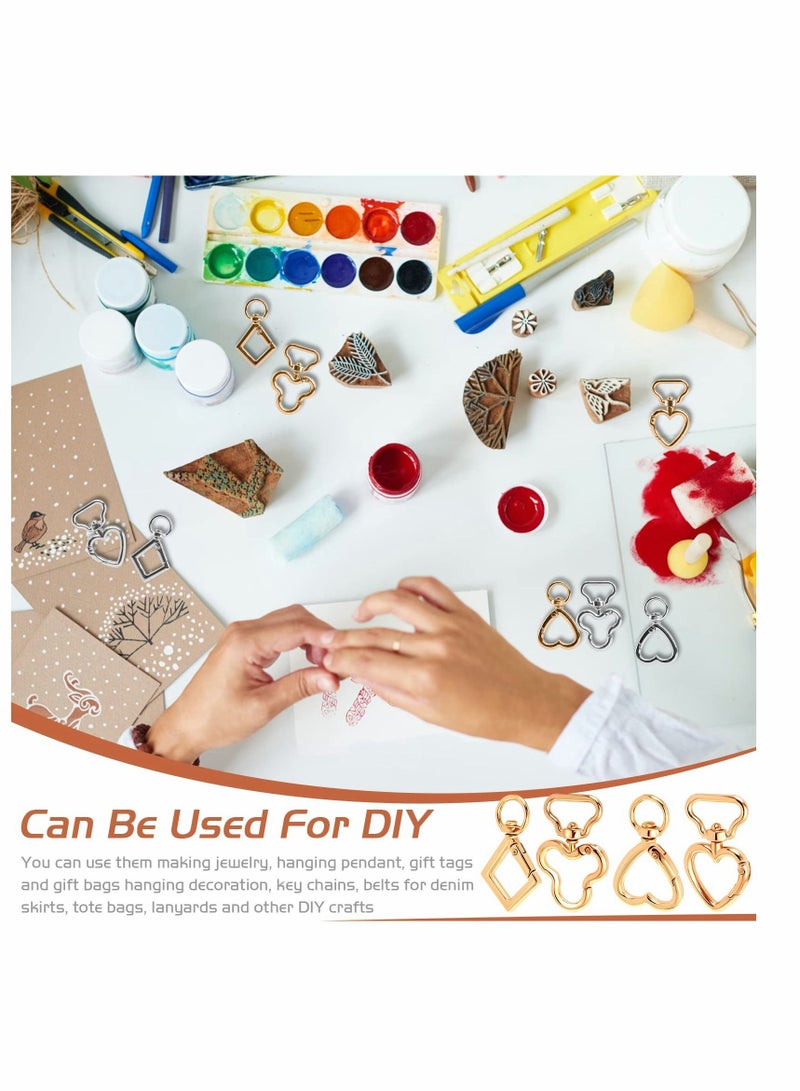 KASTWAVE 16 قطعة من سلسلة المفاتيح المعدنية على شكل قلب مع مشبك دوار على شكل جراد البحر ومشبك تعليق ومشبك حلقة مفاتيح مع شكل معين زهرة - Image 2